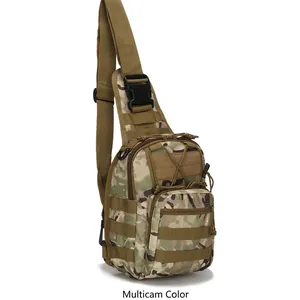 Tactical camouflage chest bag with Molle system and MultiCam nylon for outdoor sports