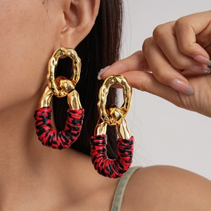 Geometric Oval Drop Earrings With Leather Wrapped Alloy Leopard Print And 925 Sterling Silver Earring Post Statement Women