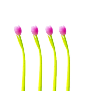 Set of 4 creative pink tulip silicone pens with light-sensitive color changing feature