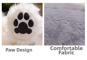 Close-up of the realistic paw design and soft plush fabric of the Schnauzer toy