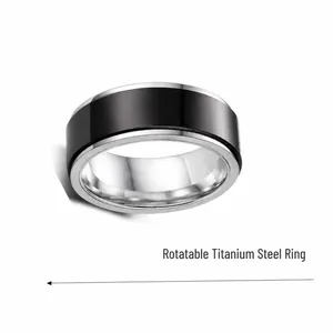 Moderner, drehbarer Ring aus Titanstahl für Herren mit elegantem schwarzem Spinner