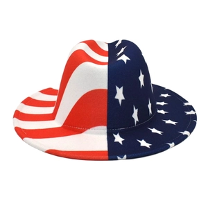 Detail of wool jazz hat with American flag stars and stripes pattern texture