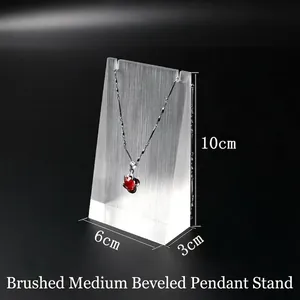 Acrylic jewelry display stand with brushed finish for pendants and necklaces, medium size