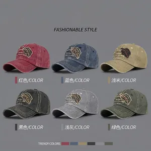 Casquettes de baseball rétro en coton délavé en six couleurs avec broderies et coutures