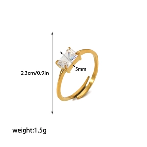 Spécifications de taille pour la bague en acier doré 18 carats avec zircone