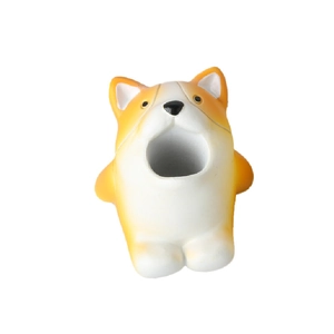 Cute Corgi resin desk organizer and pen holder with large storage opening for nail tools