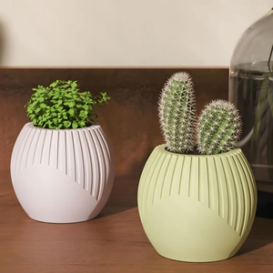 Vertical striped spherical silicone mold for succulent pots and aromatherapy candle jars