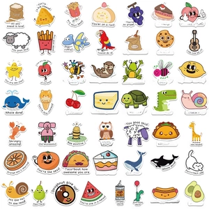 Set of 50 fun cartoon stickers with educational English puns for kids DIY luggage
