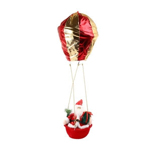 Christmas Santa Claus hanging hot air balloon decoration in red and gold finish