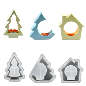 Siliconen mal set voor kerstboom en huis kandelaar maken met hars en gips handwerk decor