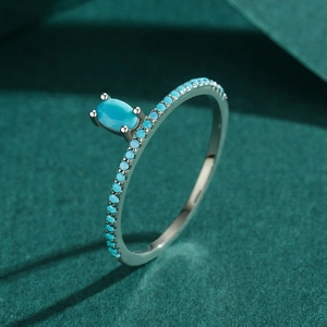 S925 sterling silver crown ring with turquoise gemstones in a bohemian vintage style