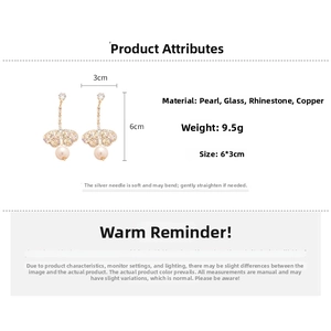 Detailed view of silver needle butterfly pearl earrings with size 6x3cm and 9.5g weight