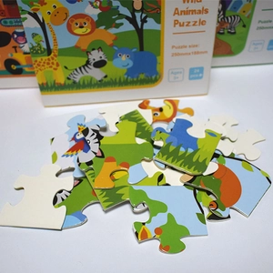 24-piece colorful cartoon wild animal puzzle for children's early cognitive education