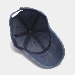 Gewaschene dunkelblaue Baumwoll-Baseballkappe mit sechs Paneelen und Metallschnalle