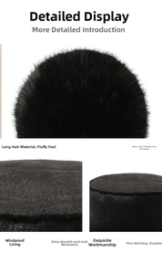 Close-up of windproof lining and high-density stitching on the plush winter hat