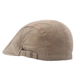 Classic khaki newsboy cap for men made of durable cotton with adjustable side metal buckle