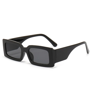 Classic black square frame sunglasses with thick temples for a trendy streetwear look