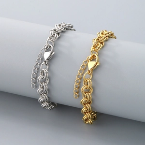 Bracelets modernes en acier inoxydable doré 18k et argent avec chaîne tressée et fermoir