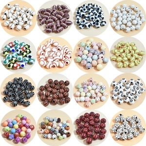 Mixed sports ball acrylic beads including football, basketball, and baseball for DIY jewelry