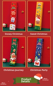 Close-up of four Christmas stationery blind box designs with festive cartoon characters