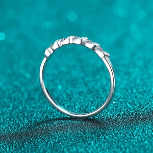 Elegant S925 sterling silver moissanite wave ring for women in a polished silver finish