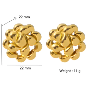 Golden hollow petal spiral stud earrings for women with a minimalist floral drop design