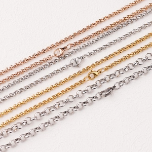 Gold and silver stainless steel O-ring necklaces in various thicknesses with lobster clasps