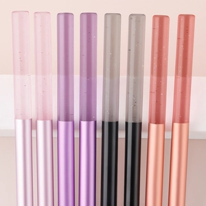 8-piece mini makeup brush set with crystal glitter handles and metallic finish grips