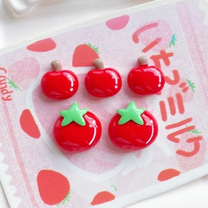 5-piece red resin apple and tomato fruit charms for DIY crafts and phone case decor
