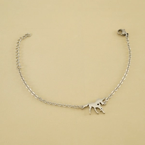 Silver stainless steel unicorn pendant bracelet with cutout heart detail for women