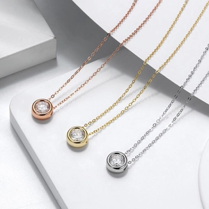 Three elegant S925 silver bubble pendant necklaces in rose gold, gold and silver finishes