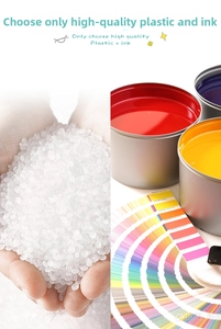Detailed close-up of high-quality raw plastic granules and vibrant colored ink materials
