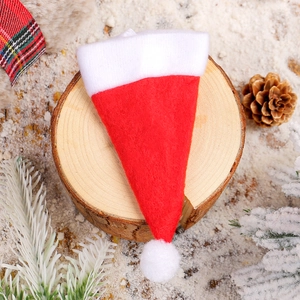 Mini Christmas Hat Cutlery Holders For Dining Table Red White Polyester Small Santa Caps For Silverware Forks Knives Decorations Party Tableware Accessories