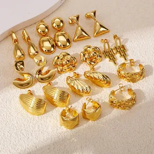 Geometric Irregular Copper Earrings For Women Fashion Commuter Gold Plated High Quality Trendy Minimalist Jewelry Accessories