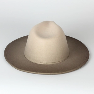 British style gradient wool felt fedora hat with flat brim for parties and travel