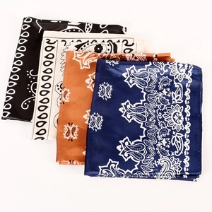 Classic paisley print satin square scarf in four elegant colors with silky texture