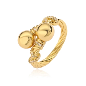 Minimalist 18K gold plated copper ring with twisted band and sparkling zircon stones