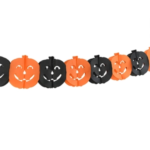 Halloween pumpkin honeycomb paper garland 3m orange and black festive party decoration banner