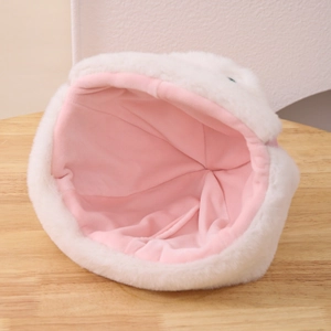 Gorro de aviador de felpa de invierno para niños con piel sintética blanca y forro rosa suave