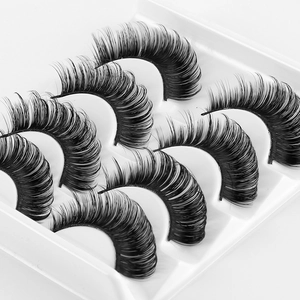 Dramatic D-curl Russian strip lashes with a dense and curly volume effect in 4 pairs pack
