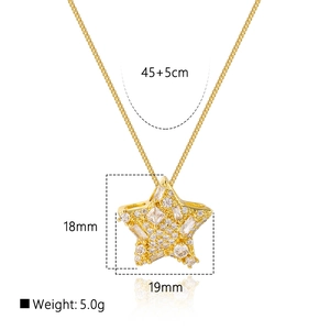 Charming 18k gold plated star pendant necklace with cubic zirconia for women