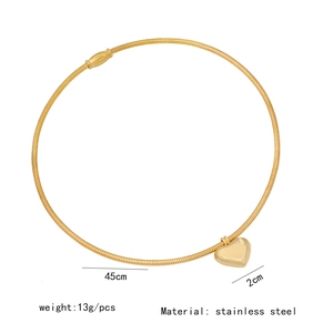 Detail showing 45cm gold stainless steel snake chain with a 2cm heart pendant dimensions