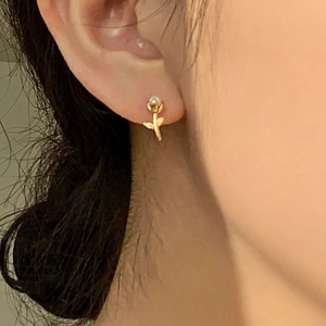 Boucles d'oreilles fleur rose en argent 925 doré avec perles d'eau douce
