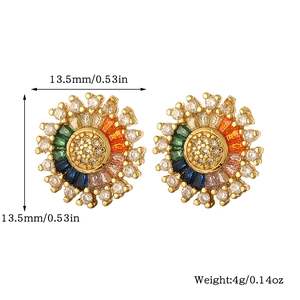 Dettaglio dimensioni e peso degli orecchini a girasole dorati con cristalli