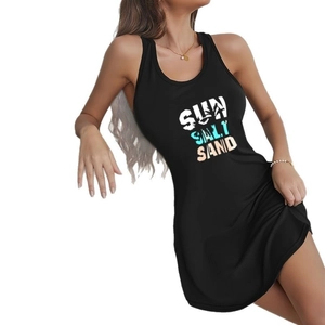 Damen Nachthemd in Schwarz mit SUN SALT SAND Aufdruck für eine schlanke Passform