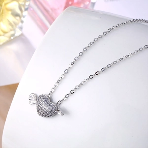 Silver platinum plated necklace featuring a sparkling winged heart pendant with micro pavé crystals