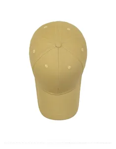 Top down view of khaki cotton baseball cap with white Always embroidery detail