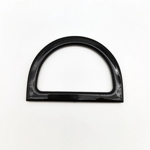 Glossy black D-shape resin handle accessory for DIY woven handbags and luggage parts