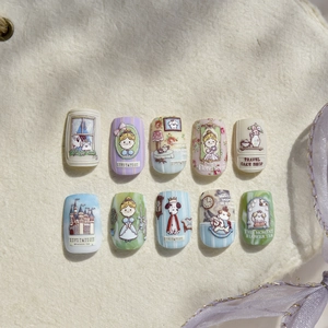 European fairy tale style embossed nail art stickers with vintage dogs and castle patterns