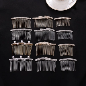 Elegant Rhinestone Faux Artificial Pearl Hair Comb Alloy Metal Insert For Wedding Bridal Hair Styling Accessory For Women